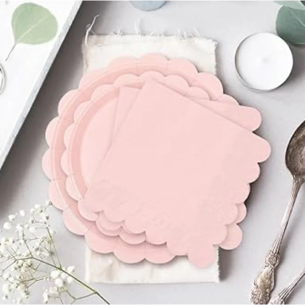 Sugar & Cloth Peach Scallop Melamine Serving Set, 3-Piece